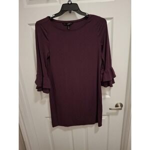 3/$15 White House Black Market‎ Medium Purple Ruffle Bell Sleeves Bohemian Dress